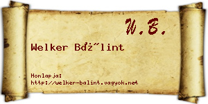 Welker Bálint névjegykártya